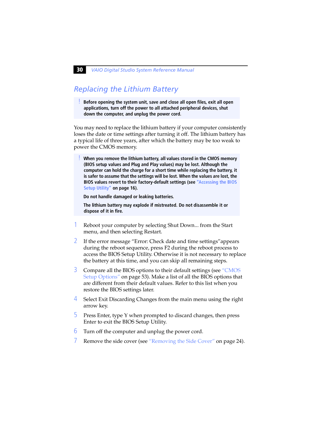 Sony Digital Studio System manual Replacing the Lithium Battery 