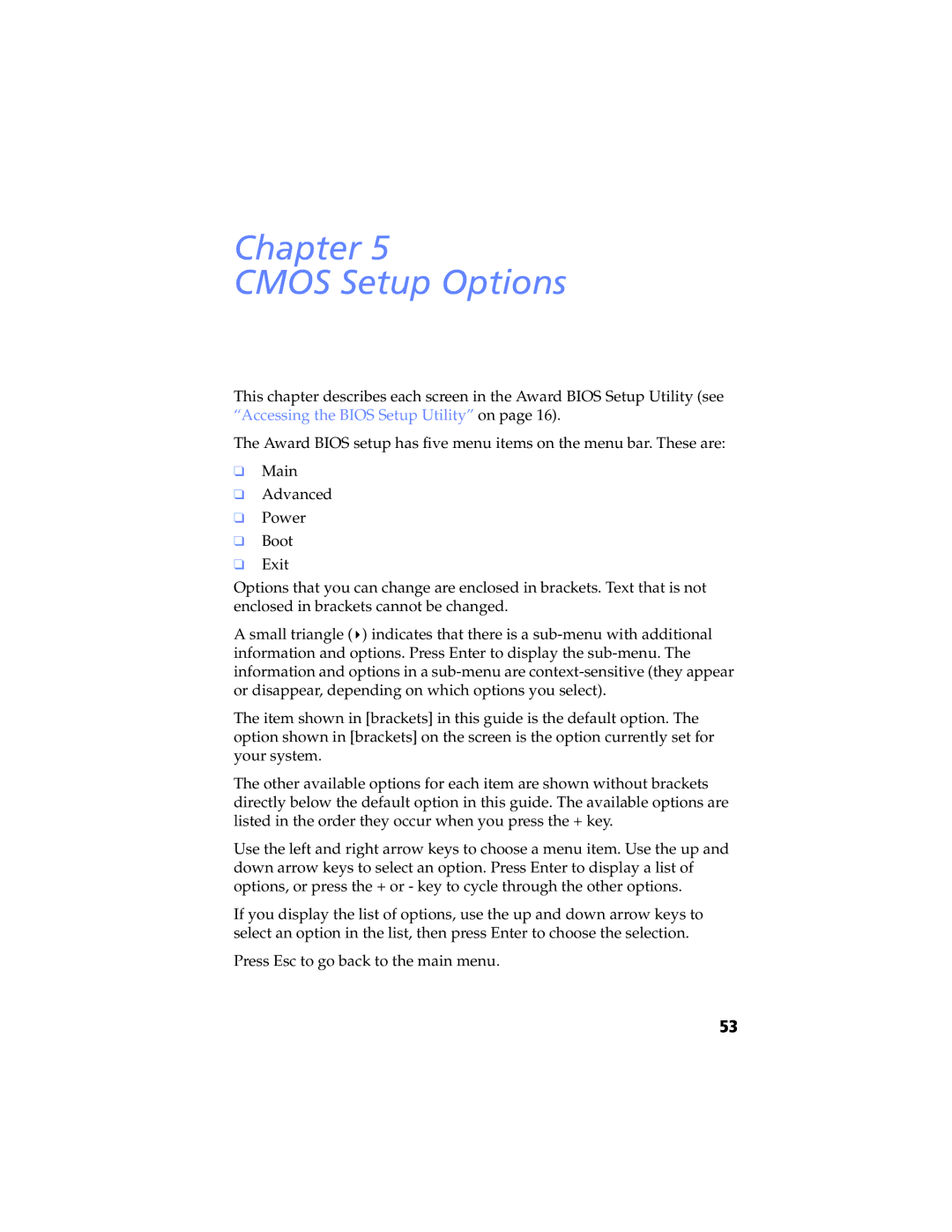 Sony Digital Studio System manual Chapter Cmos Setup Options 