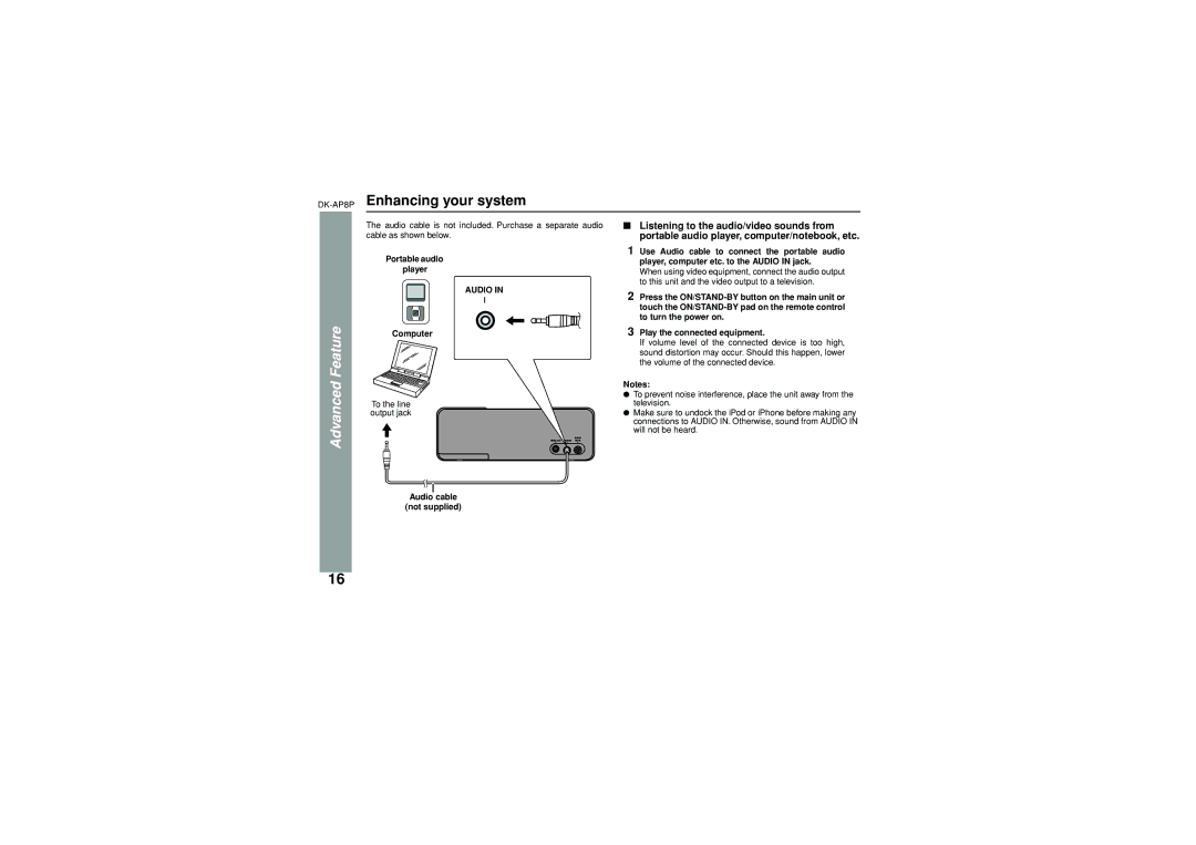 Sony operation manual DK-AP8PEnhancing your system, Portable audio player, Computer 