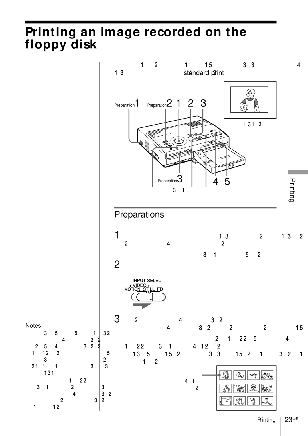 Sony DMP-1000 manual Printing an image recorded on the floppy disk, 23GB 