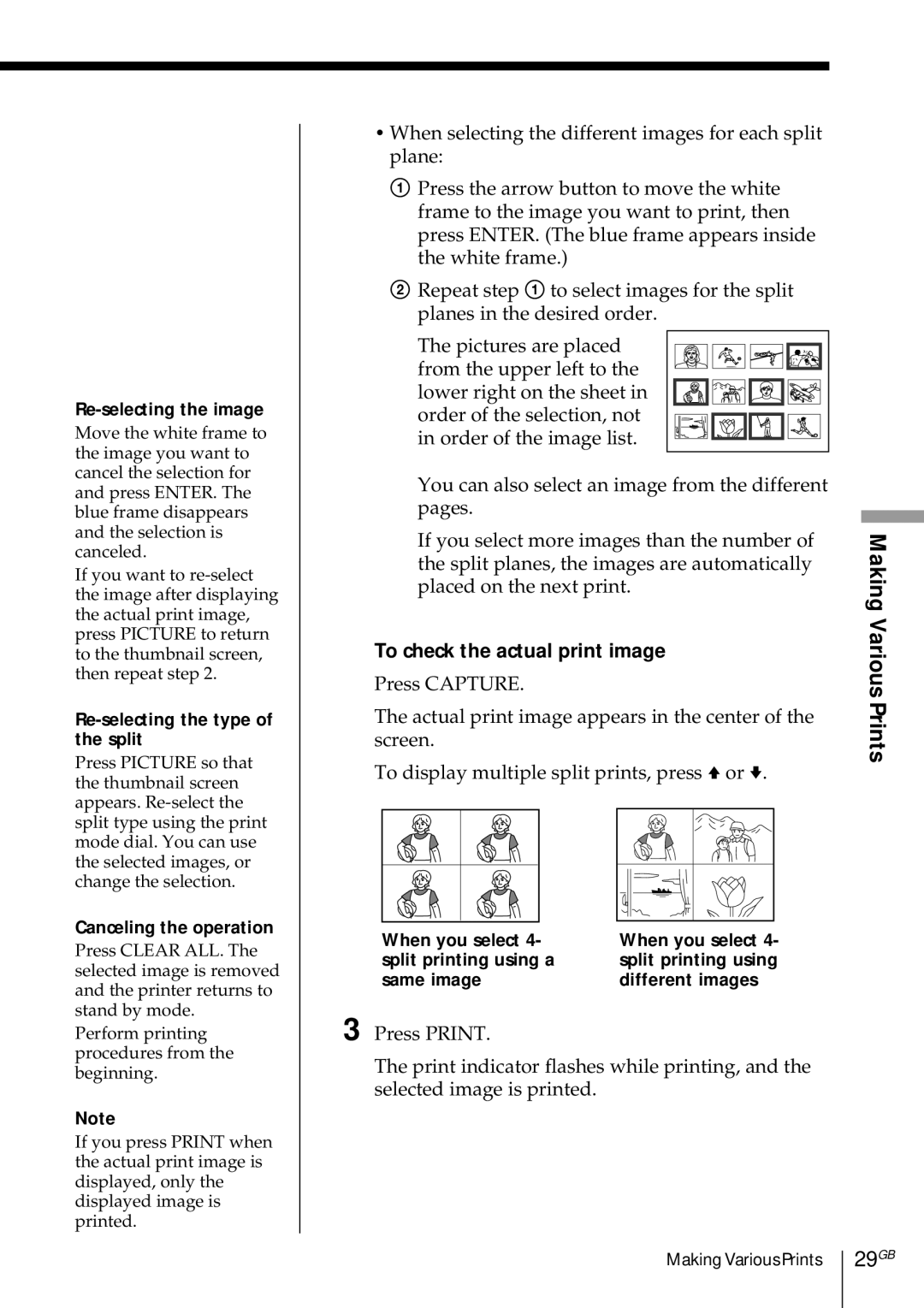 Sony DMP-1000 manual Various, To check the actual print image 