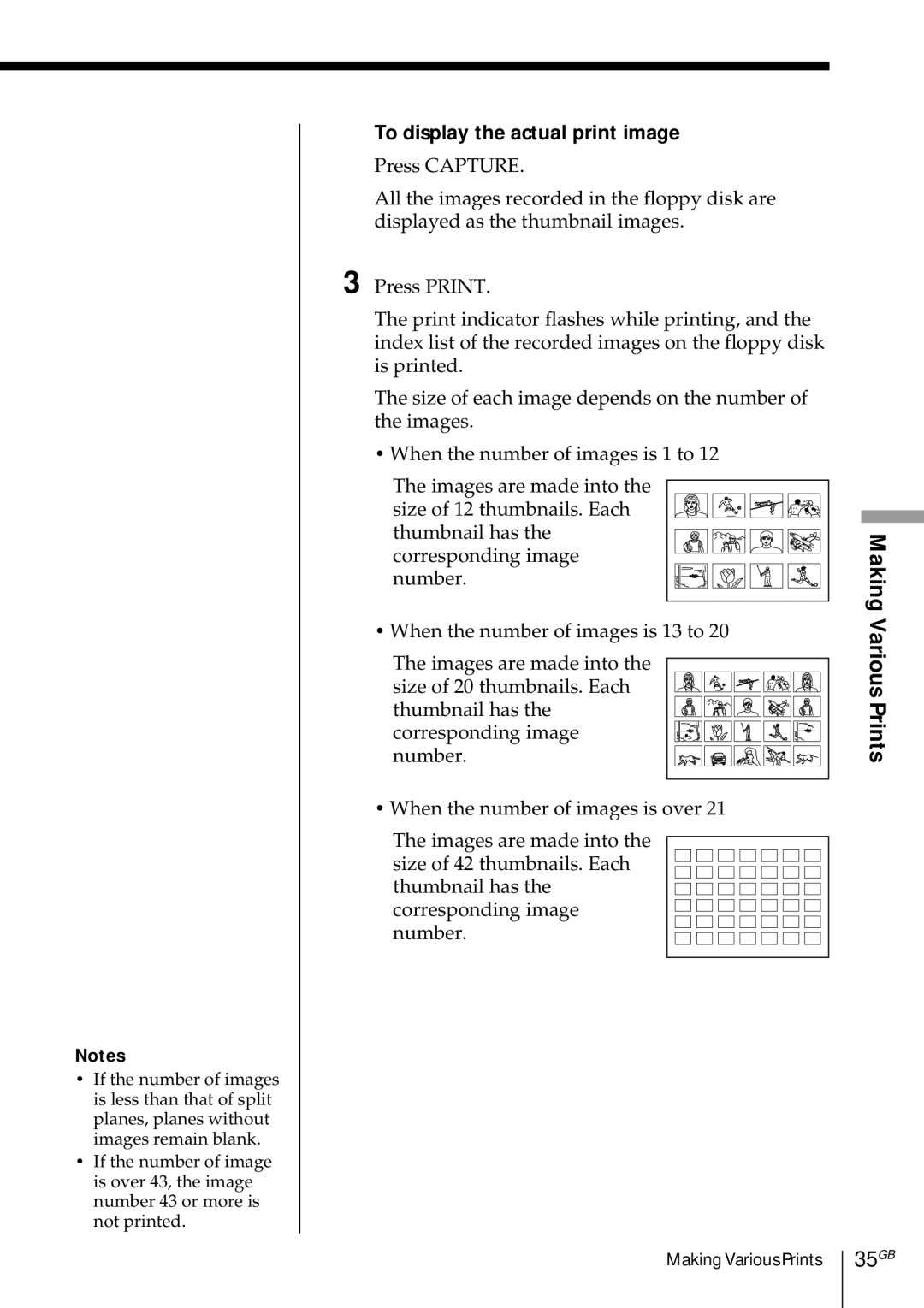 Sony DMP-1000 manual 35GB, To display the actual print image 