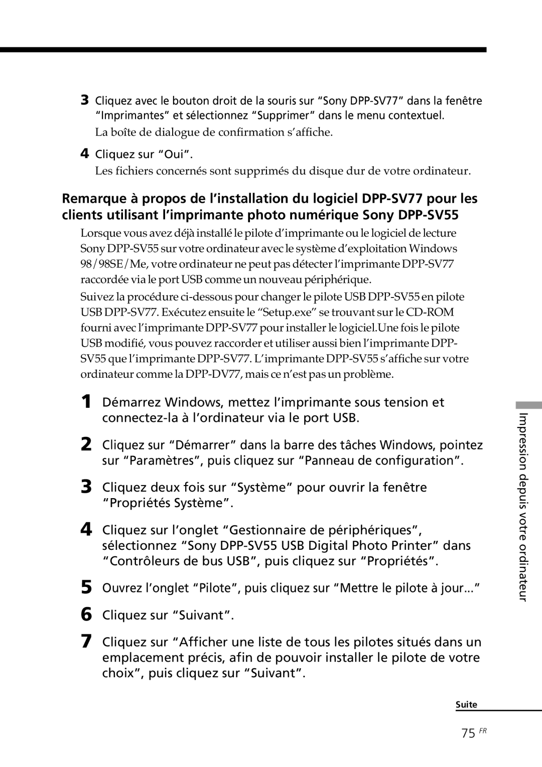 Sony DPP--SV77 operating instructions 75 FR 