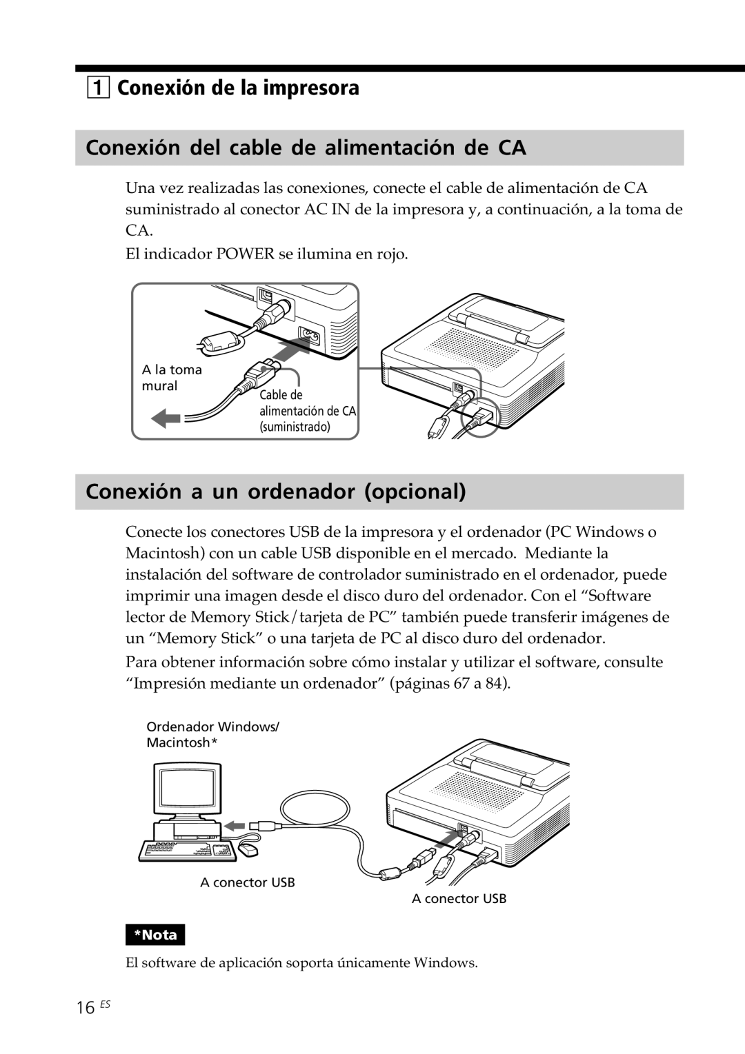 Sony DPP--SV77 operating instructions Conexión a un ordenador opcional, 16 ES 