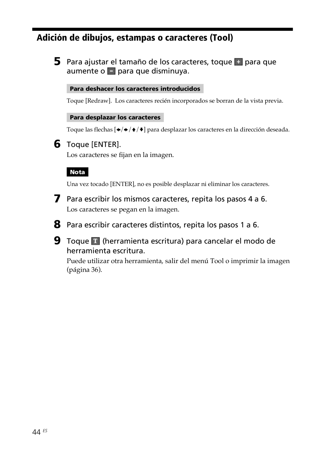 Sony DPP--SV77 operating instructions 44 ES 