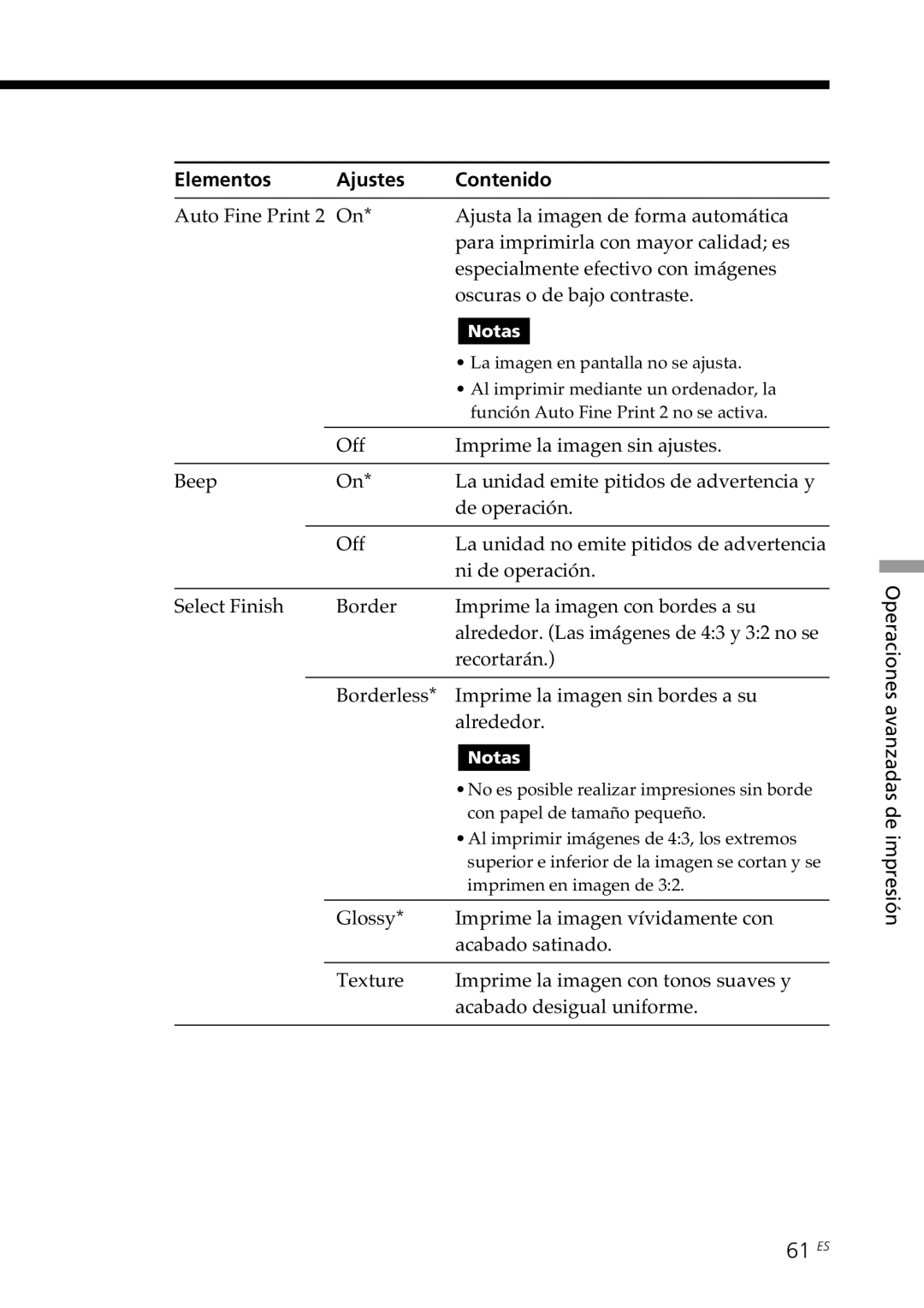 Sony DPP--SV77 operating instructions 61 ES 