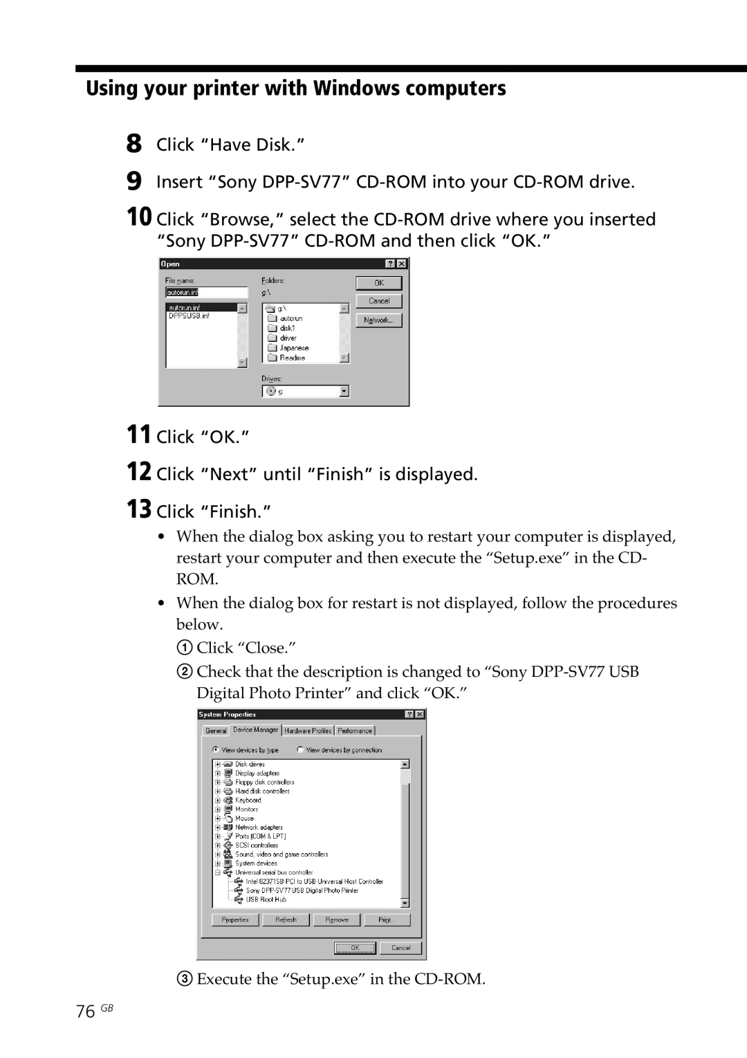 Sony DPP--SV77 operating instructions 76 GB 