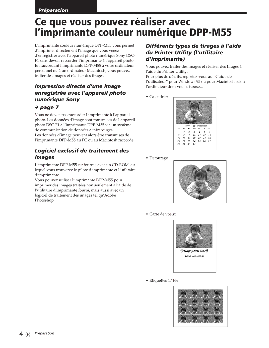 Sony DPP-M55 manual Logiciel exclusif de traitement des Images 