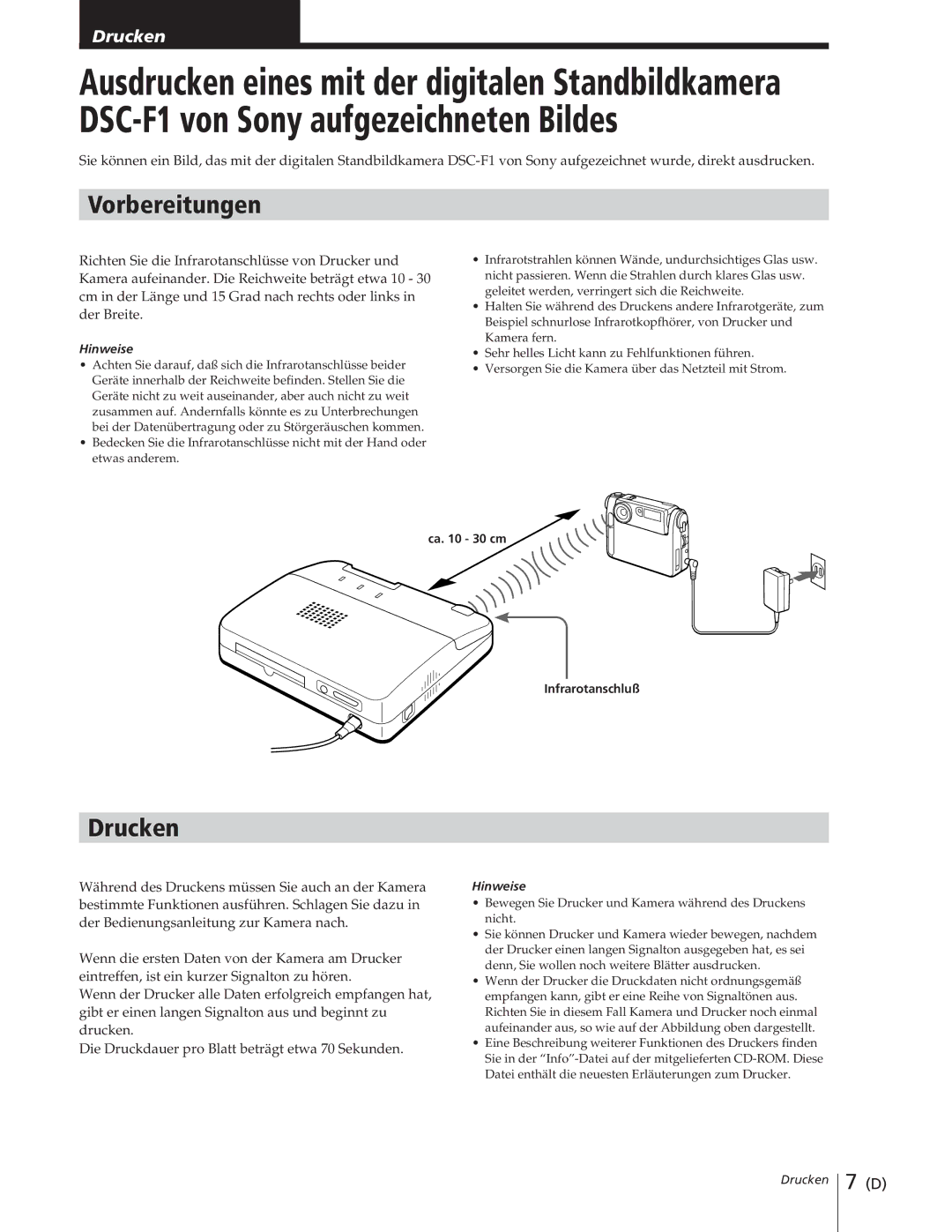 Sony DPP-M55 manual Vorbereitungen, Drucken 