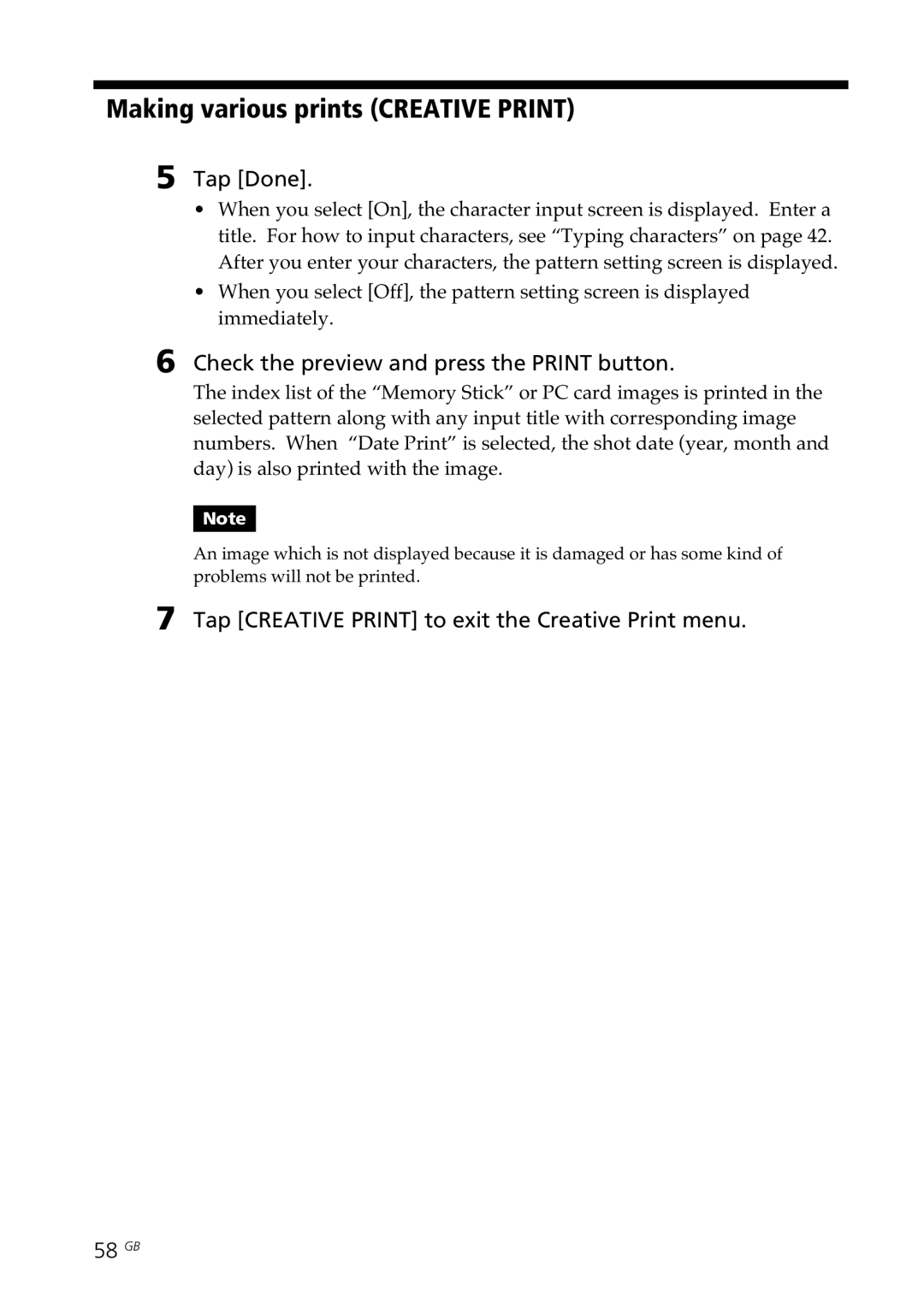 Sony DPP-SV77 manual Tap Done, Check the preview and press the Print button 