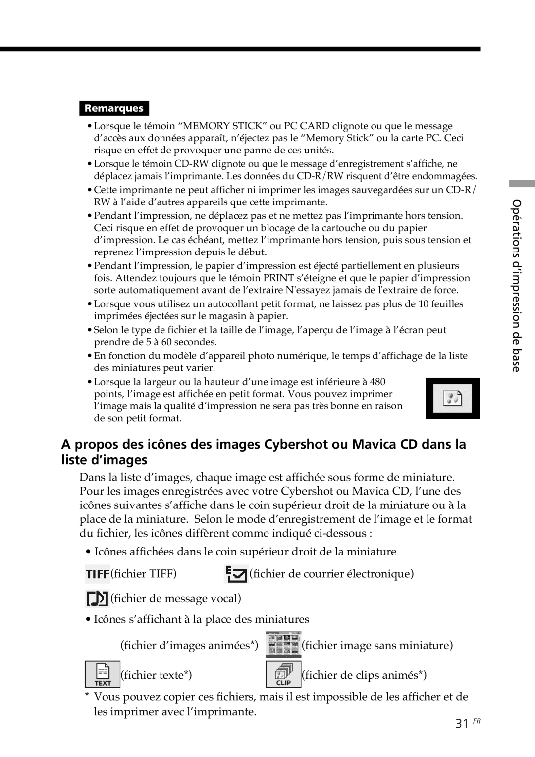 Sony DPP-SV88 operating instructions 31 FR 