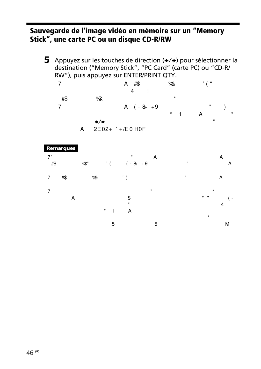 Sony DPP-SV88 operating instructions 46 FR 