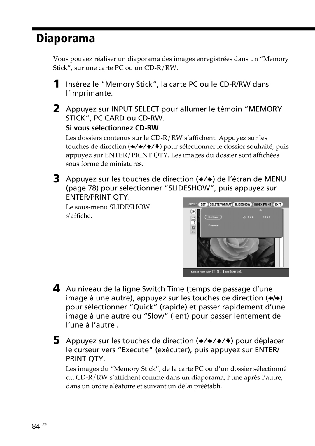 Sony DPP-SV88 operating instructions 84 FR 