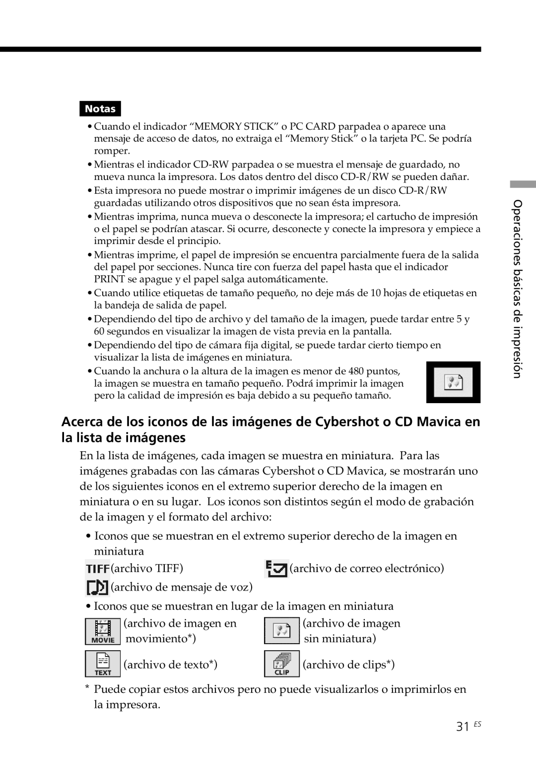 Sony DPP-SV88 operating instructions 31 ES 