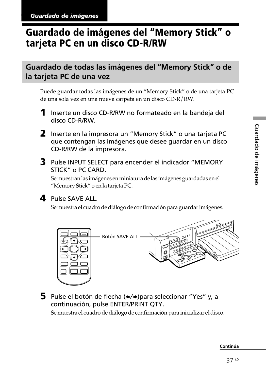 Sony DPP-SV88 operating instructions Pulse Save ALL, 37 ES 