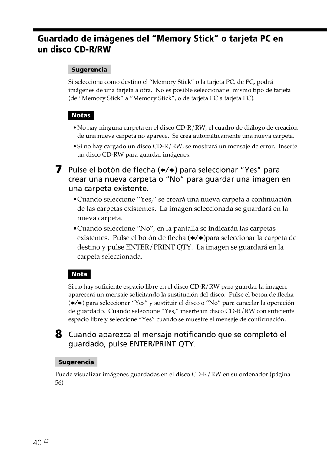 Sony DPP-SV88 operating instructions 40 ES 