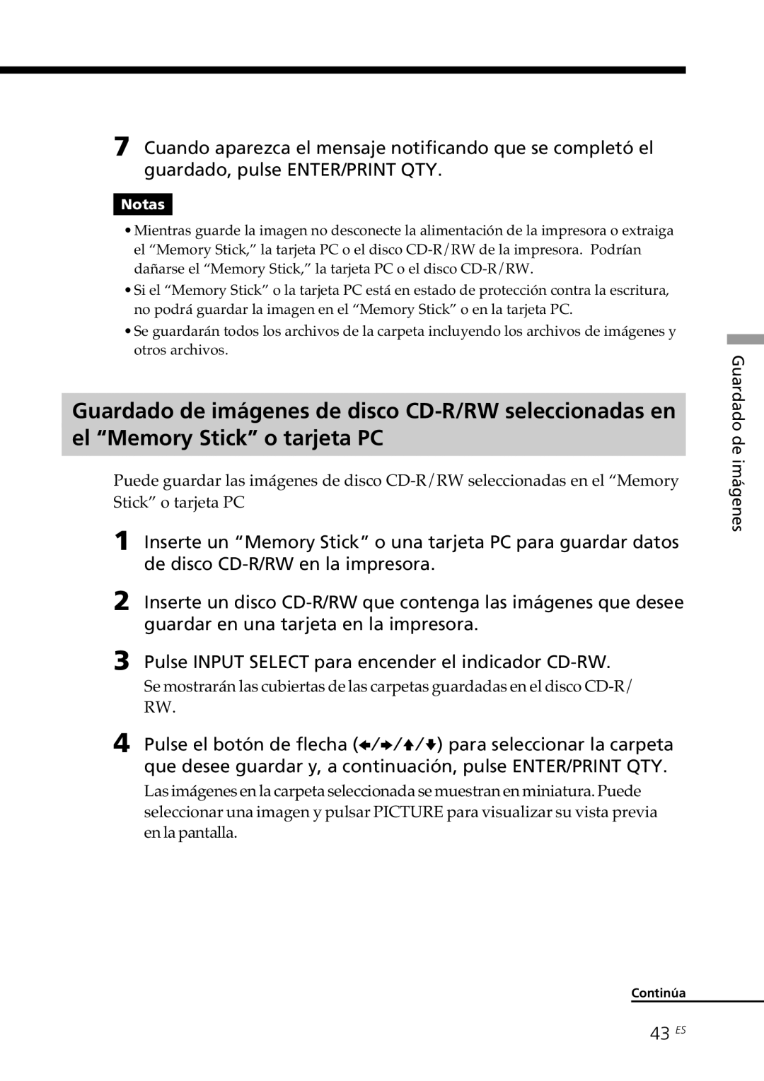 Sony DPP-SV88 operating instructions 43 ES 