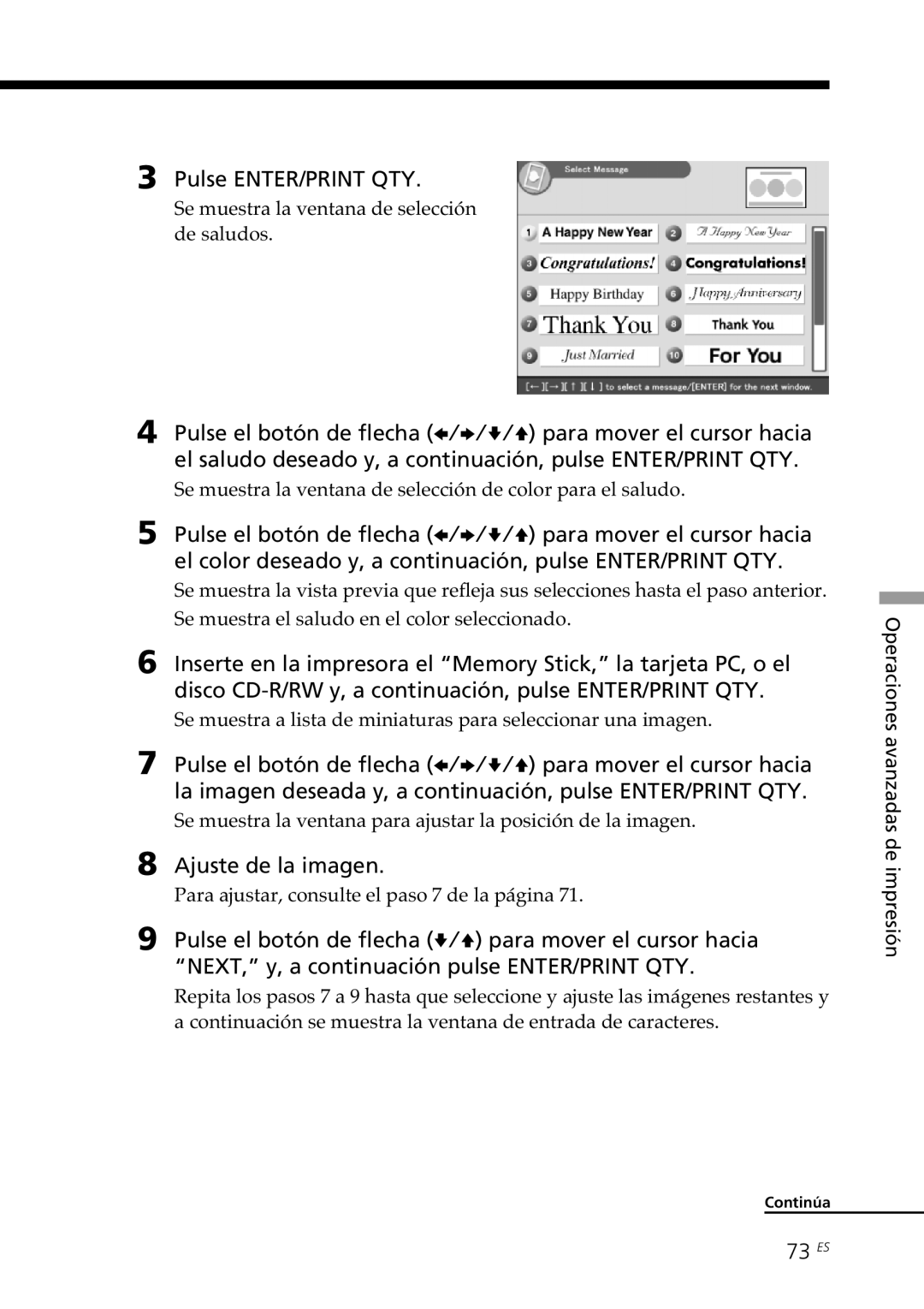 Sony DPP-SV88 operating instructions Ajuste de la imagen, 73 ES 