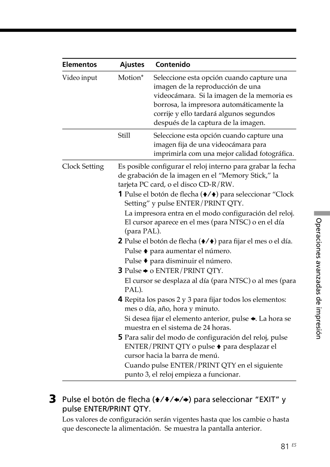 Sony DPP-SV88 operating instructions 81 ES 