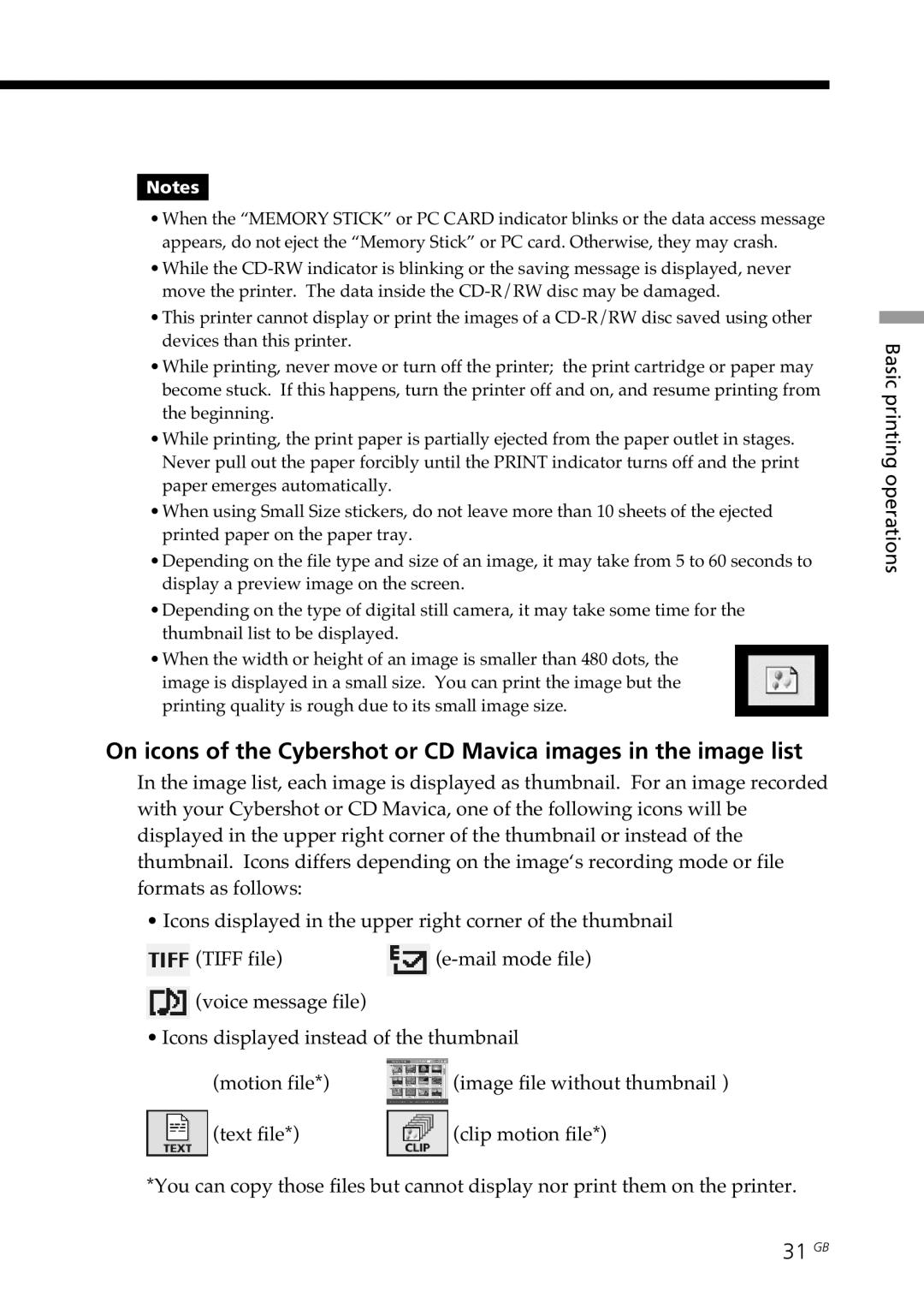 Sony DPP-SV88 operating instructions 31 GB 