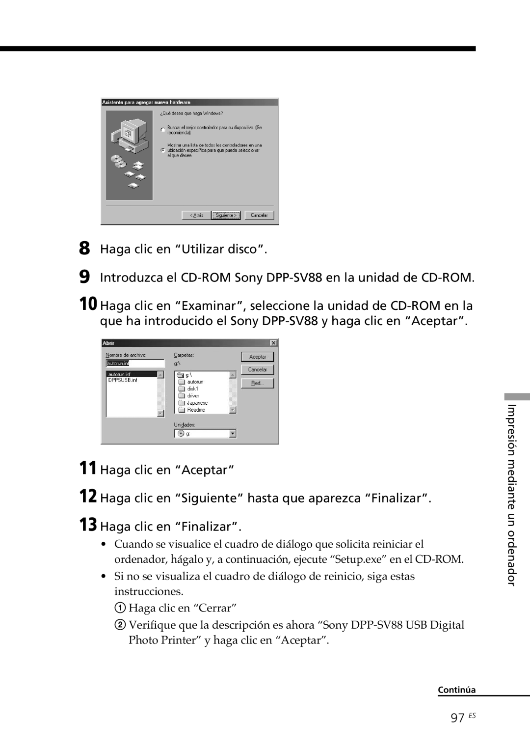 Sony DPP-SV88 operating instructions 97 ES 