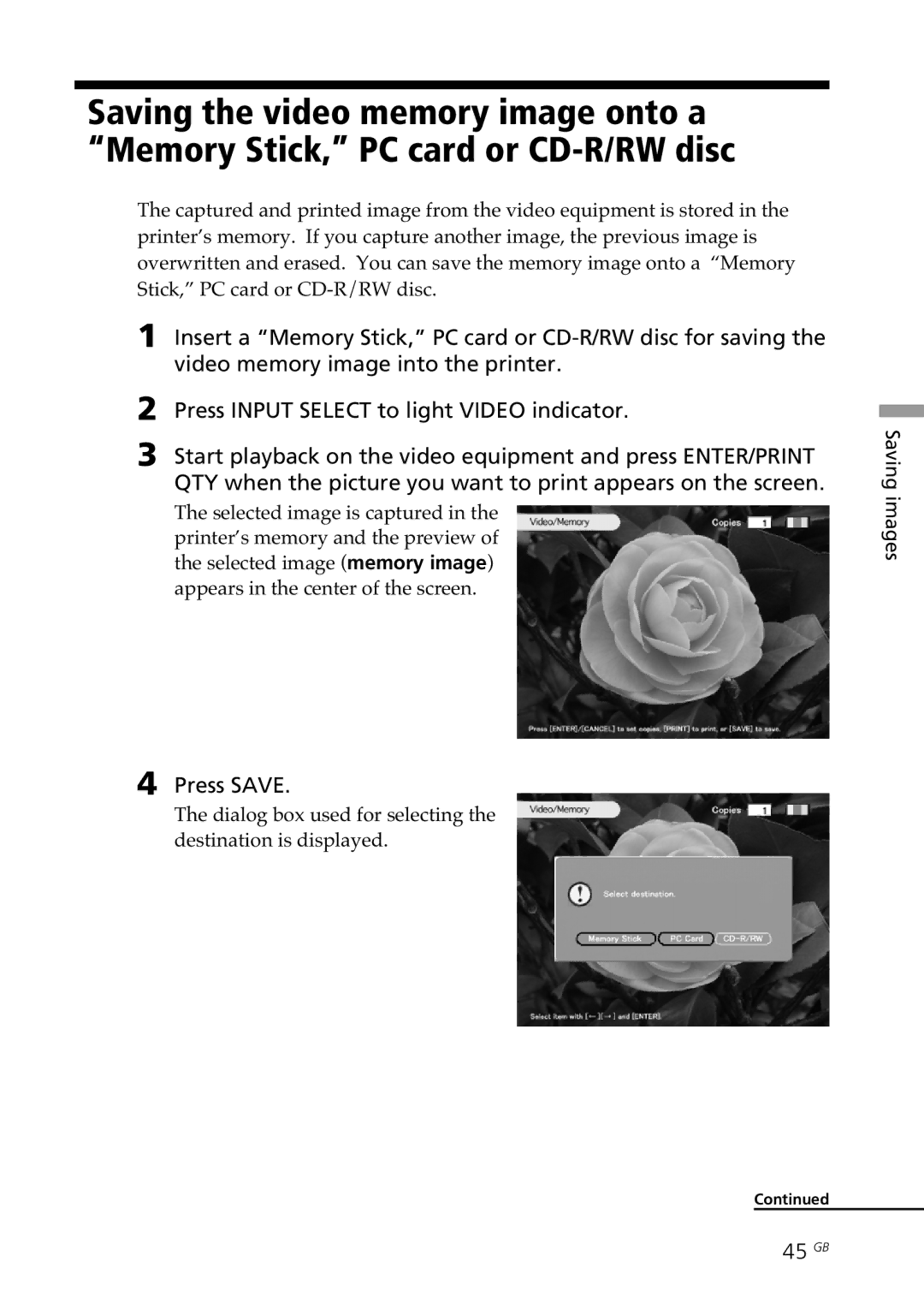 Sony DPP-SV88 operating instructions 45 GB 