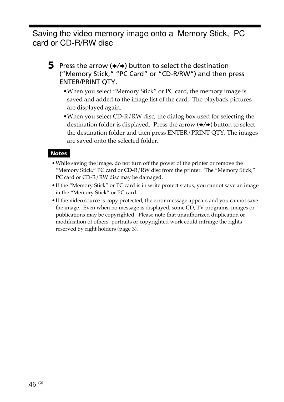 Sony DPP-SV88 operating instructions 46 GB 