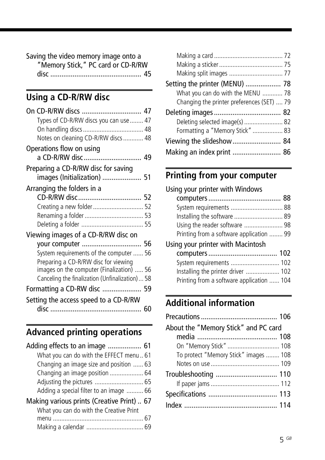 Sony DPP-SV88 Using a CD-R/RW disc, Additional information, Printing from your computer, Advanced printing operations 