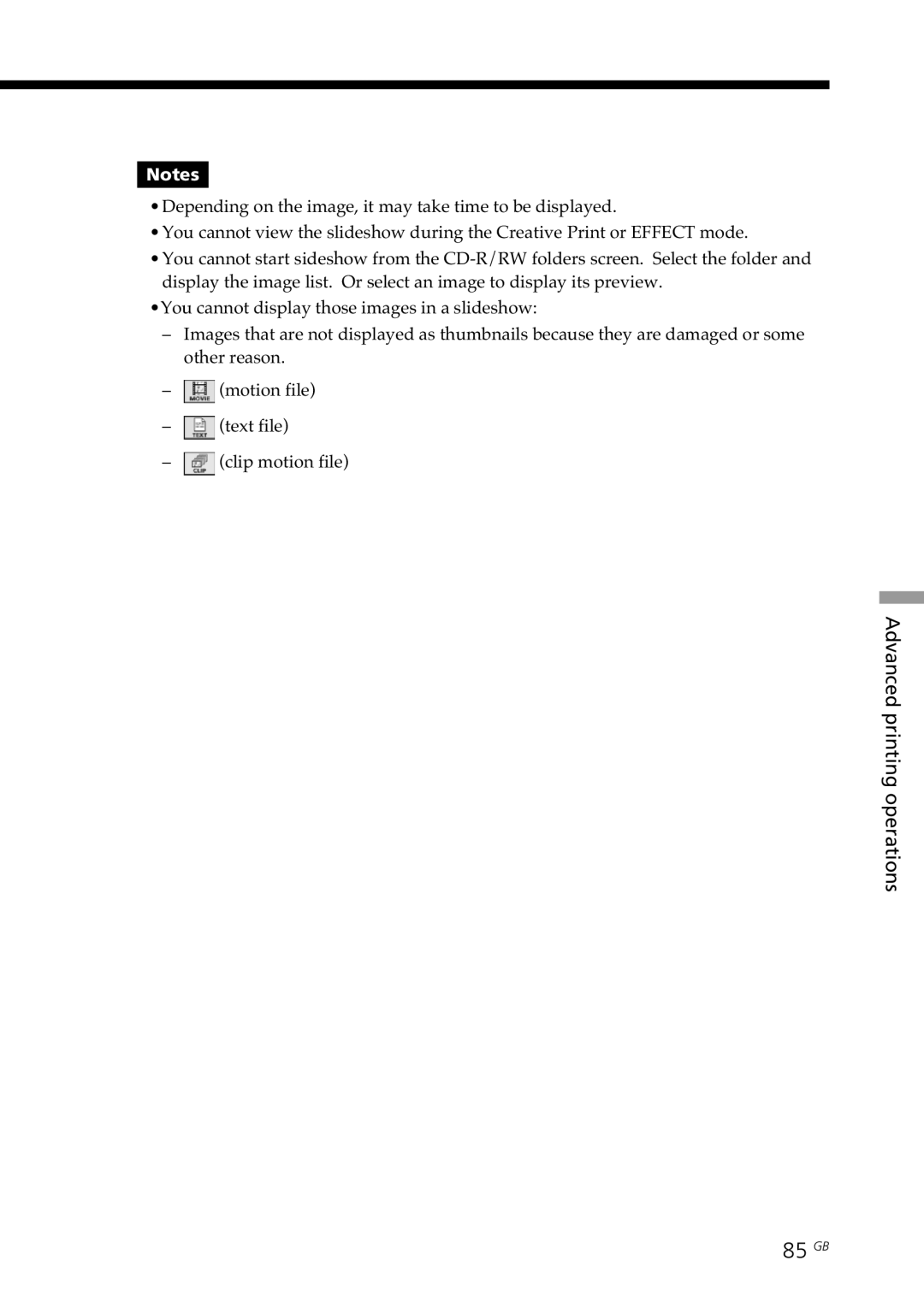 Sony DPP-SV88 operating instructions 85 GB 