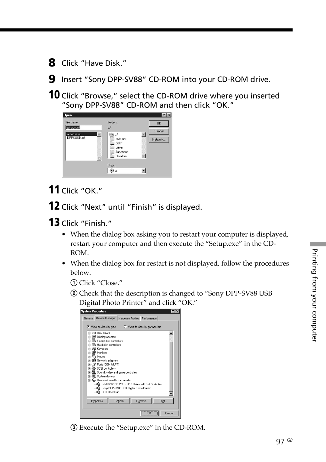 Sony DPP-SV88 operating instructions 97 GB 