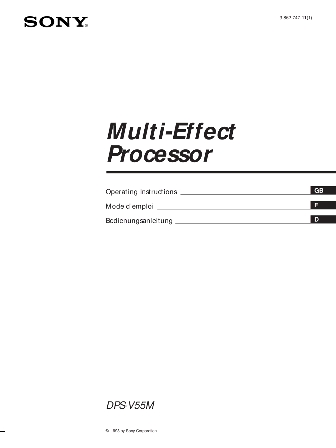 Sony DPS-V55M operating instructions Multi-Effect Processor 