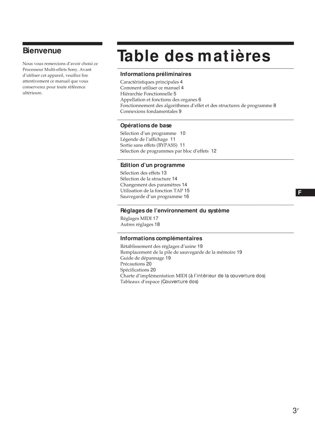 Sony DPS-V55M operating instructions Table des matières, Bienvenue 