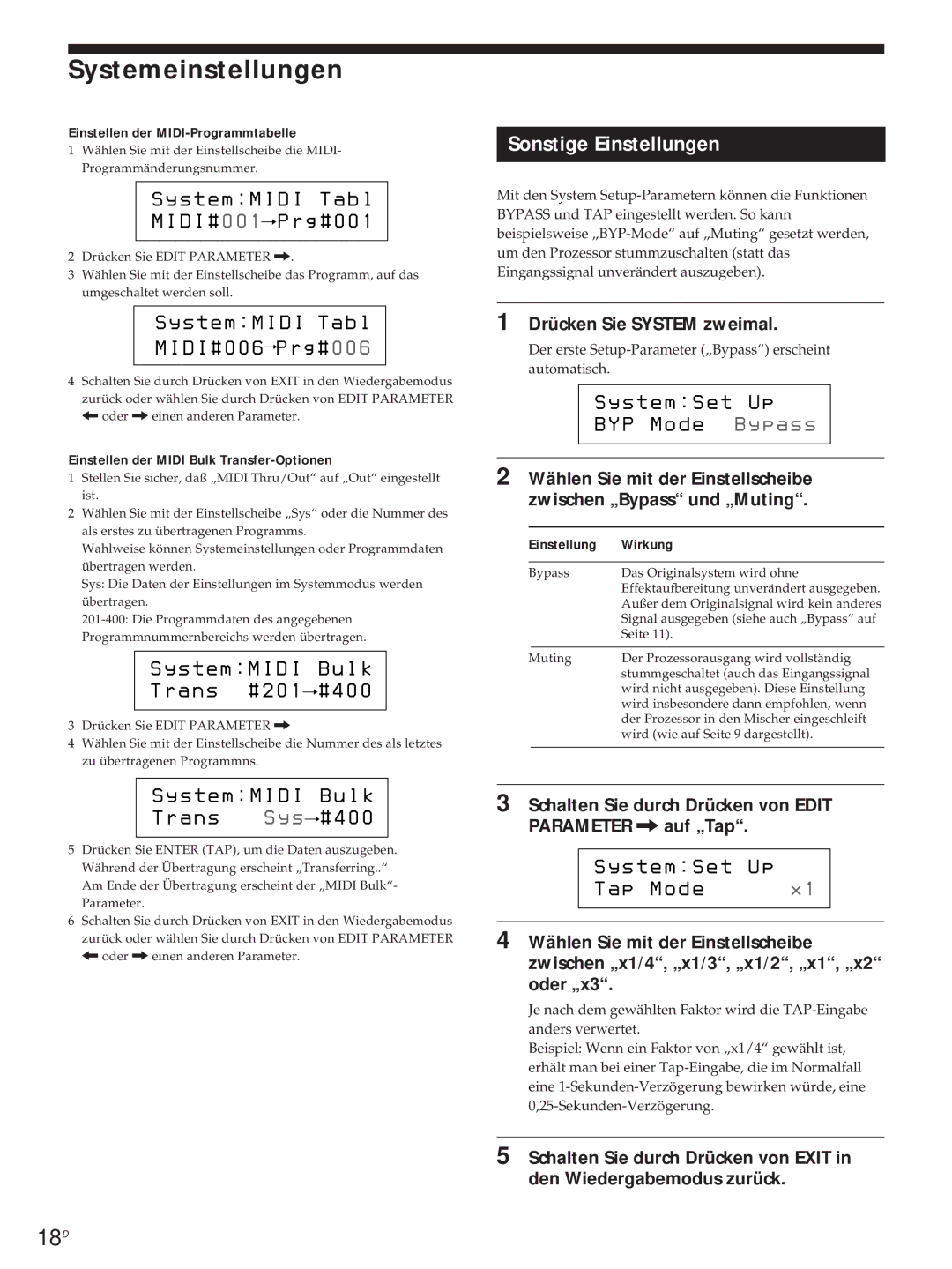 Sony DPS-V55M operating instructions Systemeinstellungen, Sonstige Einstellungen, Drücken Sie System zweimal 