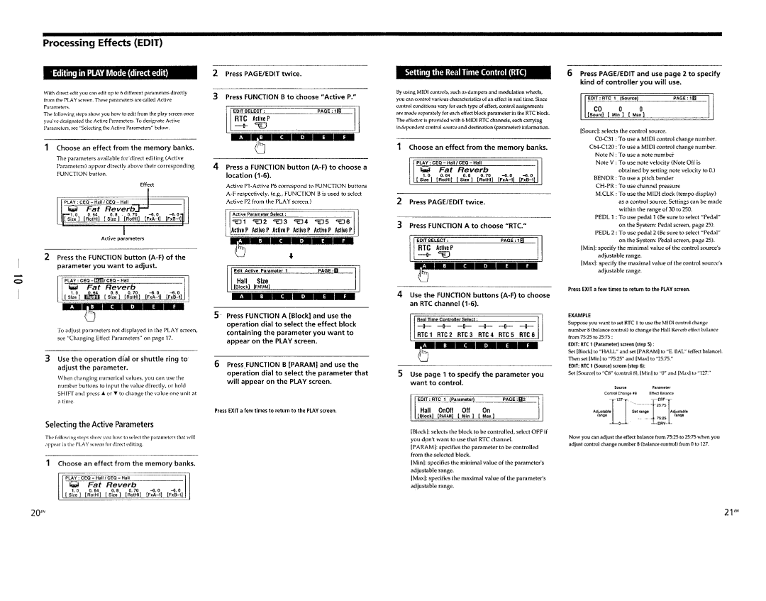 Sony DPS-V77 service manual Processing Effects Edit, ~-=, Selecting the Active Parameters 