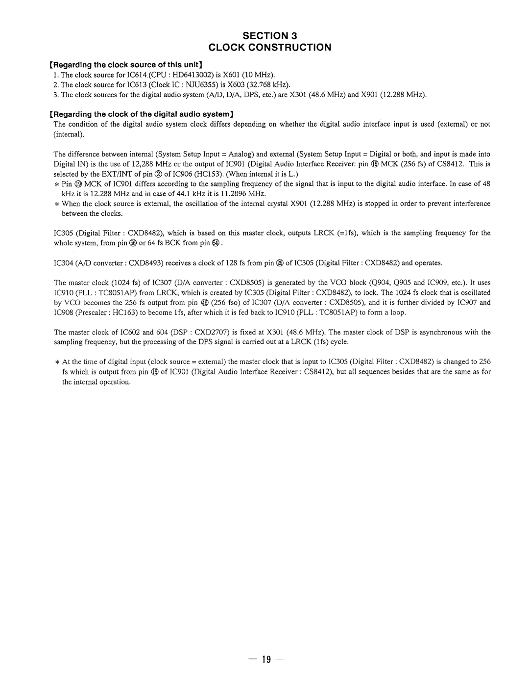 Sony DPS-V77 service manual Regarding the clock source of this unit, Regarding the clock of the digital audio system 