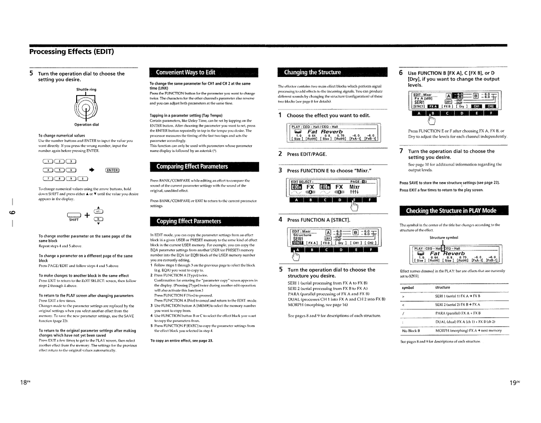 Sony DPS-V77 Convenient Ways to Edit, Comparing Effect Parameters, Copying Effect Parameters, Changing the Structure 