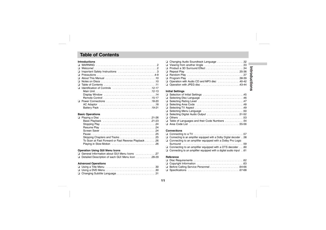 Sony DPS5032N operating instructions Table of Contents 