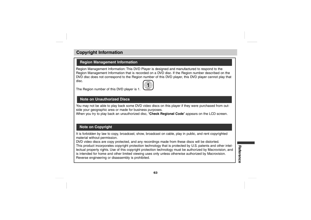 Sony DPS5032N operating instructions Copyright Information, Region Management Information 