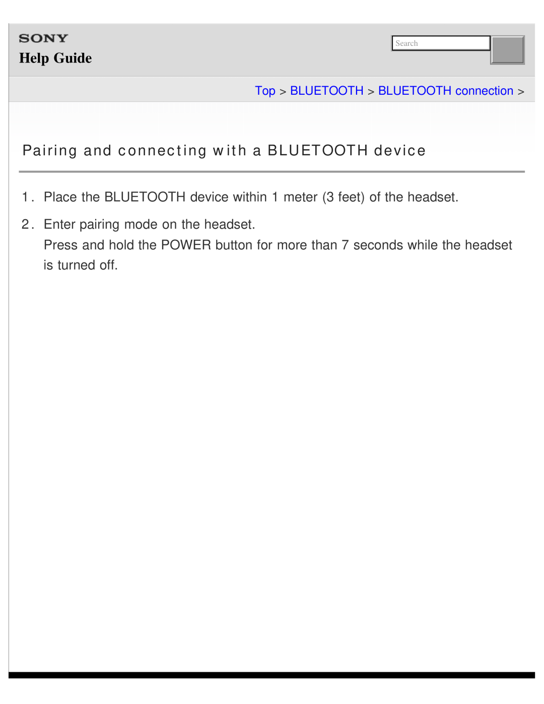 Sony DR-BTN200 manual Pairing and connecting with a BLUETOOTH device, Help Guide 