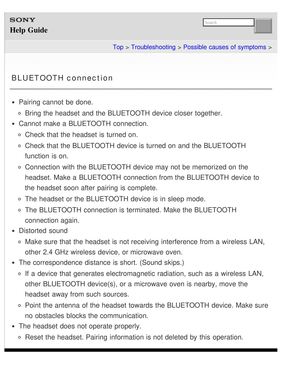 Sony DR-BTN200 manual Help Guide, BLUETOOTH connection, Pairing cannot be done 