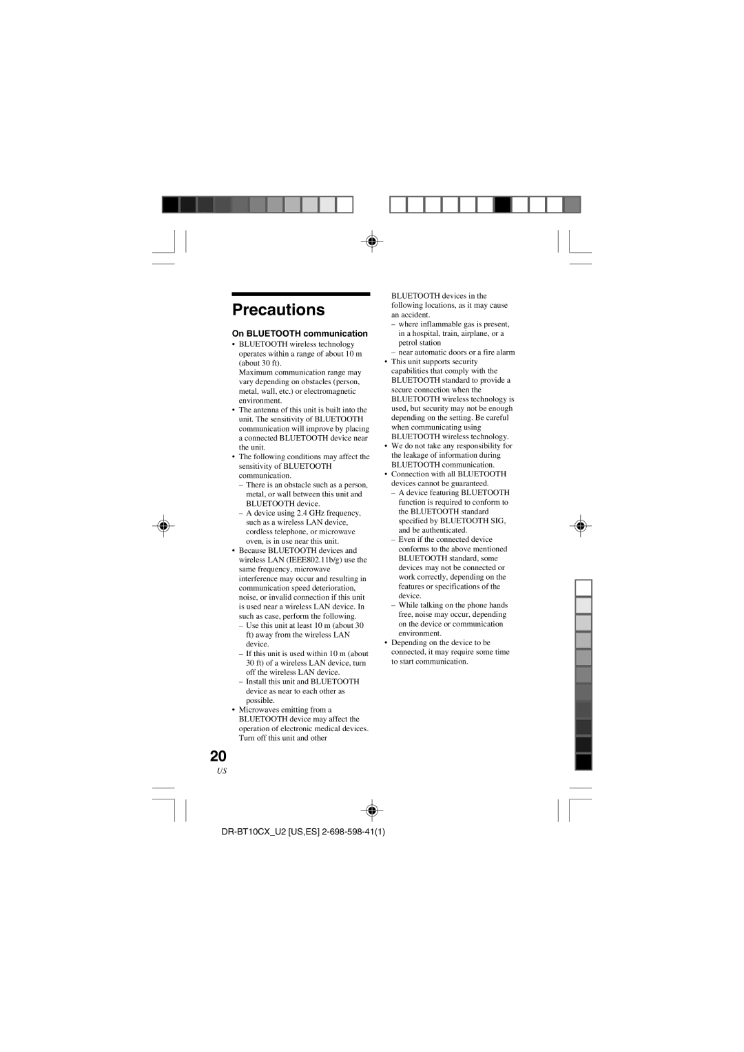 Sony DRBT10CX operating instructions Precautions, On Bluetooth communication 