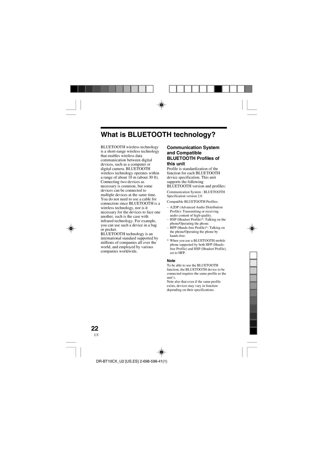 Sony DRBT10CX operating instructions What is Bluetooth technology?, Compatible Bluetooth Profiles 