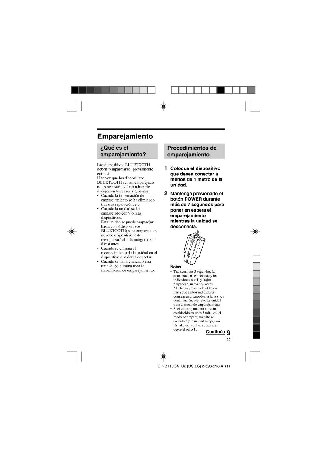 Sony DRBT10CX operating instructions ¿Qué es el Emparejamiento?, Procedimientos de Emparejamiento 