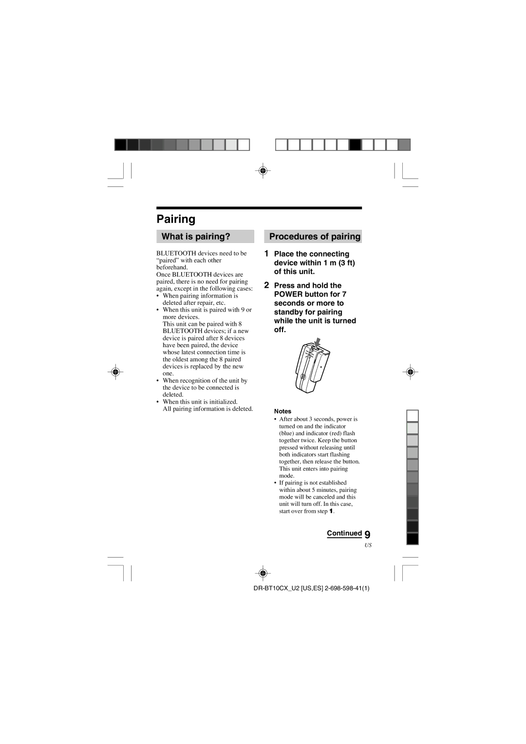 Sony DRBT10CX operating instructions Pairing, What is pairing?, Procedures of pairing 