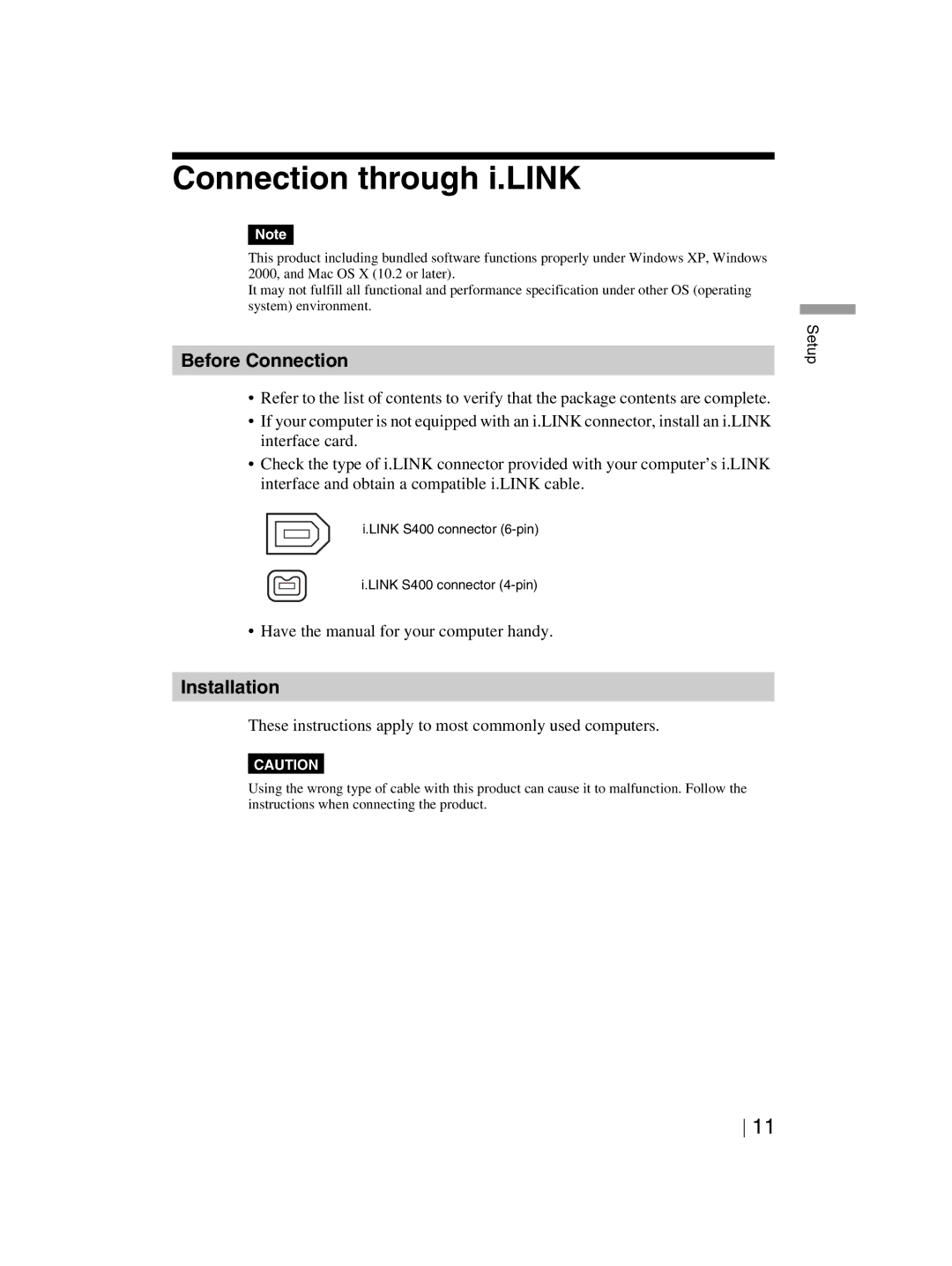 Sony DRX-820UL-T manual Connection through i.LINK, Before Connection, Installation 