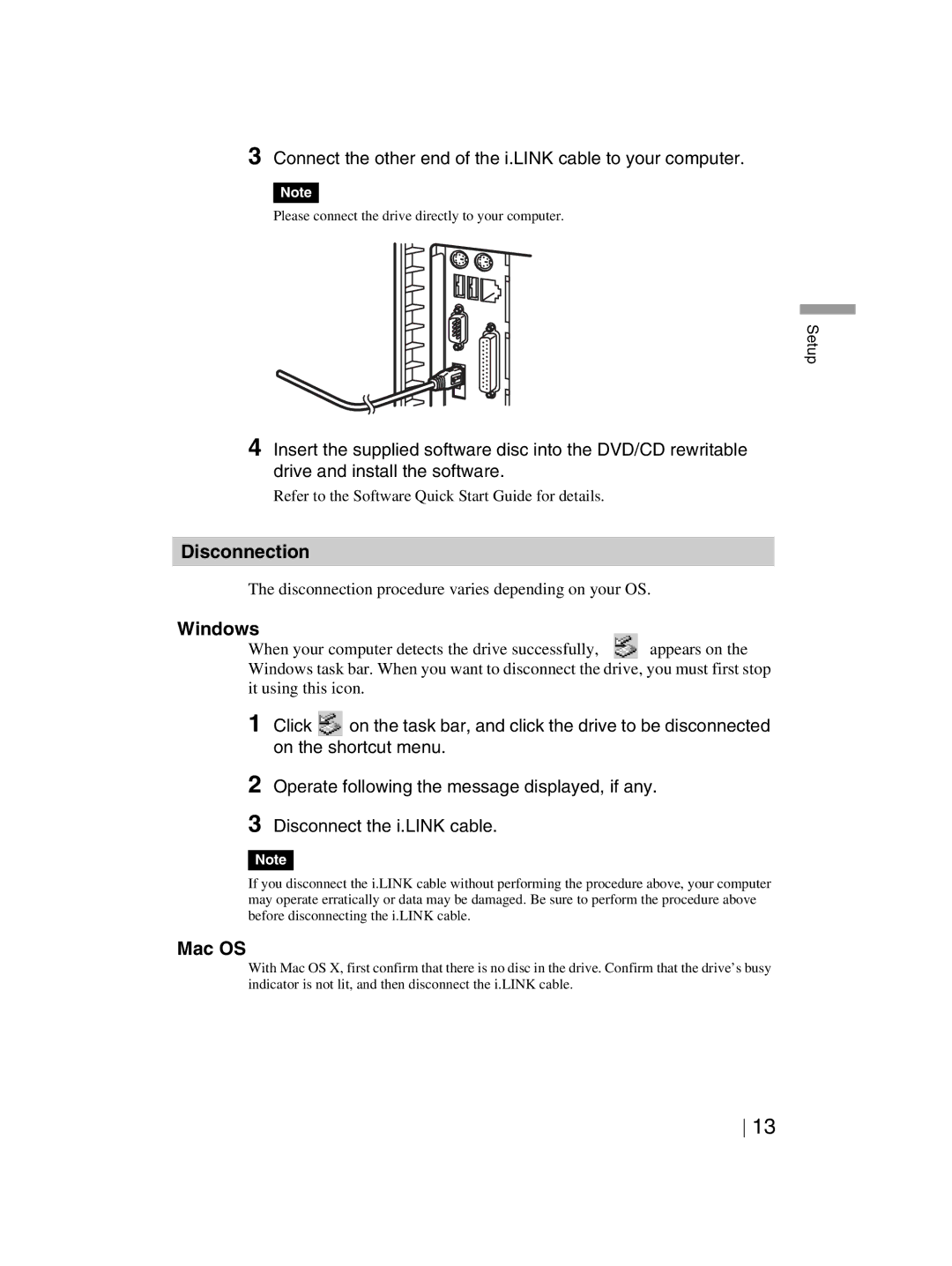 Sony DRX-820UL-T manual Disconnection, Windows, Mac OS 