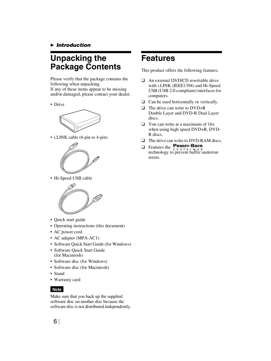 Sony DRX-820UL-T manual Unpacking the Package Contents 