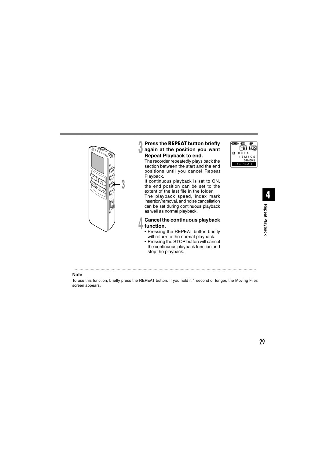 Sony DS-2 Cancel the continuous playback function, Positions until you cancel Repeat, Playback, End position can be set to 