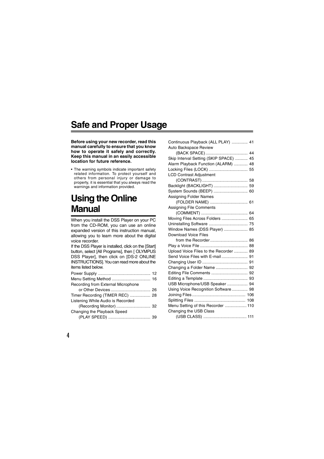 Sony DS-2 manual Safe and Proper Usage, Using the Online Manual 