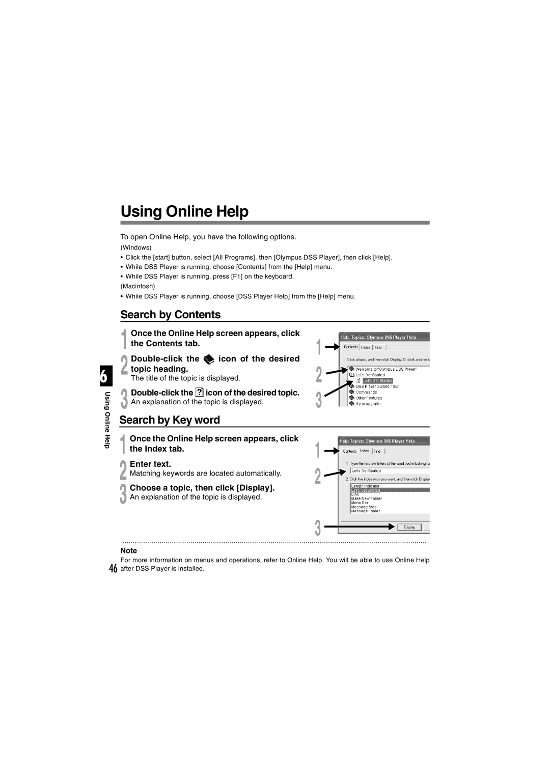 Sony DS-2 manual Using Online Help, Search by Contents, Search by Key word 